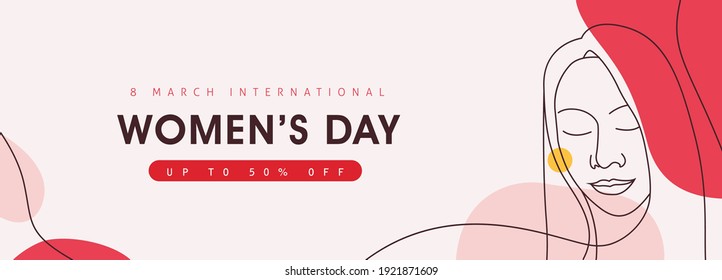 Women's Day sale banner  International women's Day greeting card template  Postcard March 8 