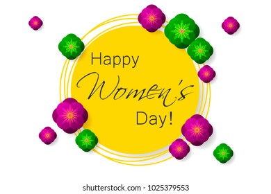 Womens day sale banner template with paper cut floewrs, vector illustration