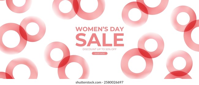 Women's Day Sale commercial banner with number 8 pattern for International Women's Day holiday shopping promotion. Vector illustration.