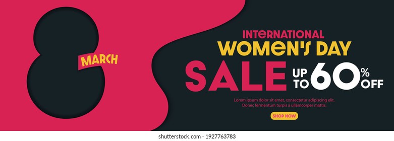 Women's day sale header or banner design with 60% discount offer.