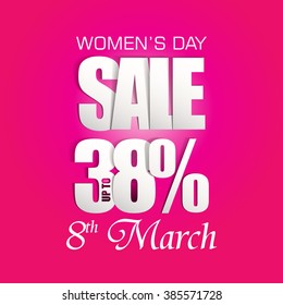 Women's day sale poster with Paper Folding Design / International Women's Day Sale celebration 