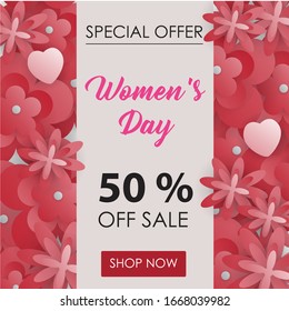 Women's day Sale Posters Background Illustration , Use a soft Beautiful Flower Concepts, Nice Use for your selling