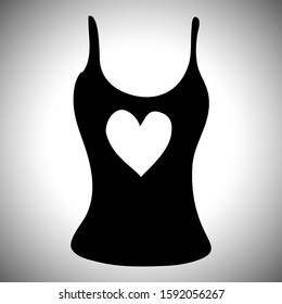 women's day, silhouette of women's dress with love shape on gradient background