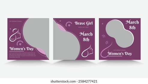 Women's day social media post template, Usable for social media post, banner, design collection, red white blue color template
