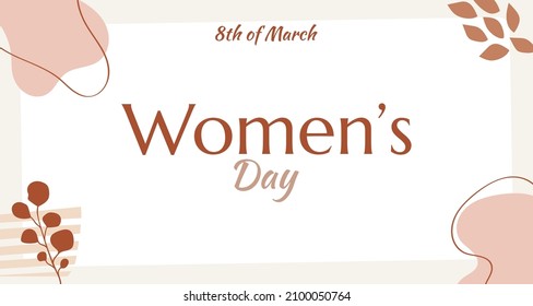 Women's day stylish template with neutral colors - 8th of March pastel design with abstract shapes and minimalist style