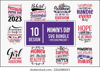 Women's day SVG Bundle. Women's day T-shirt Design Bundle for svg cut file