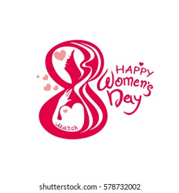 Womens Day the symbol 8 March. Flat vector template.