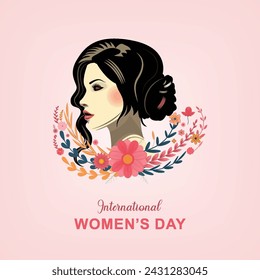 Women's day typographic | 8 march, Multi-ethnic group of beautiful women. 8th, March, International, women's day poster, post,