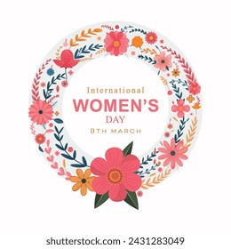 Women's day typographic | 8 march, Multi-ethnic group of beautiful women. 8th, March, International, women's day poster, post,