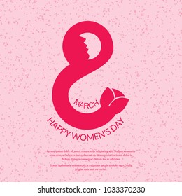 Women's day with typography and pink pattern background 
