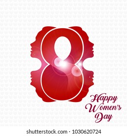 Women's day typography with white pattern background