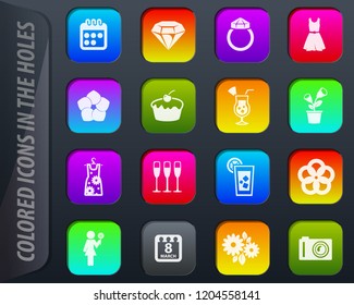 Womens Day vector colored icons in the holes easily adapt to any background