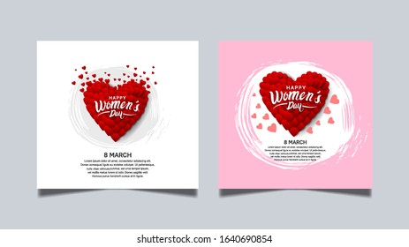 womens day vector design with big red heart for celebration, event moment, greeting, invitation card