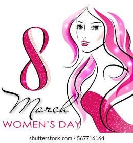 Women's Day. Vector Greeting Card. The 8th of March for your design