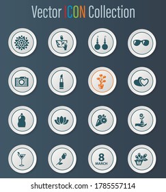 Iconos vectoriales del Día de la Mujer para el diseño de la interfaz de usuario