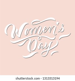 Womens Day vector illustration for celebration badge, tag, icon, card, invitation, template. Handdrawn  slogan, phrase typography. Lettering typography poster. Vector illustration EPS 10.