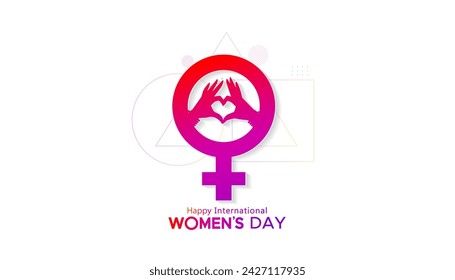 Womens Day vector poster design. Female logo sign with text Happy International Women's Day.