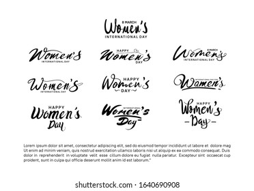 womens day vector set text design for celebration, event moment, greeting, invitation card