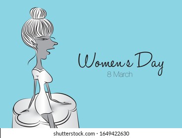 Women's day vector template can be use poster, flyer, banner, Postcard, greeting card, brochures. 8 march, mother's day, Beautiful women cartoon vector illustration, Model, Fashion & Style