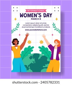 Women's Day Vertical Poster Flat Cartoon Hand Drawn Templates Background Illustration