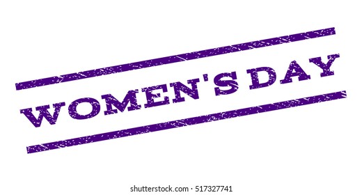 Women'S Day watermark stamp. Text caption between parallel lines with grunge design style. Rubber seal stamp with dust texture. Vector indigo blue color ink imprint on a white background.