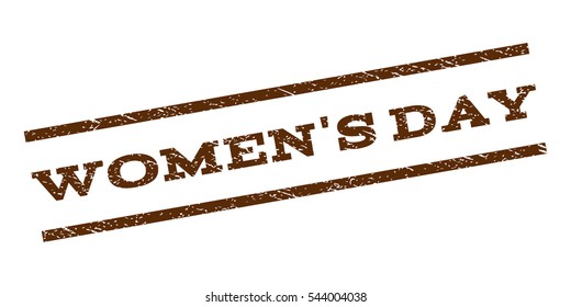 Women'S Day watermark stamp. Text tag between parallel lines with grunge design style. Rubber seal stamp with scratched texture. Vector brown color ink imprint on a white background.