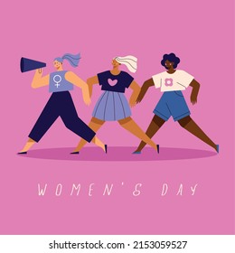 womens day, women with megaphone card