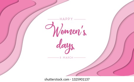 women's days abstract background wiht papercut style.Card for 8 March Women's day.