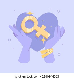 Women's Determination: A Flat Vector Illustration of a Woman Facing Challenges on International Women's Day