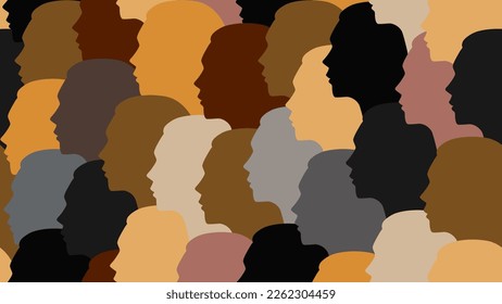 Womens diverse faces, seamless texture. Vector female pattern illustration for International Women's Day
