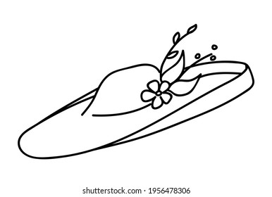Women's doodle Style flowers Hat, Headdress isolated vector illustration with flower, icon for fashion design, magazines, flyers, presentations