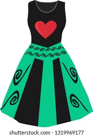 women's dress is black and red love , with vector edits