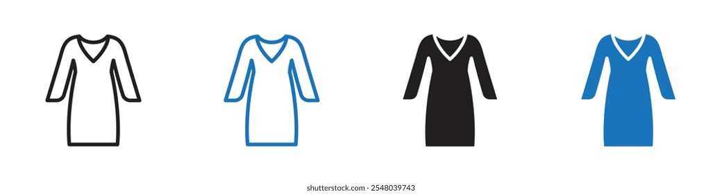 Conjunto de Vector de icono de vestido para mujer