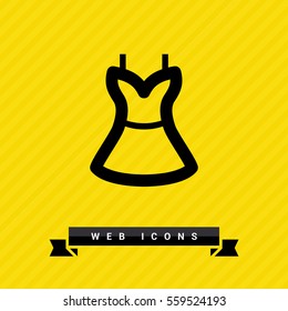 Women's dress isolated linear icon for websites and mobile flat design