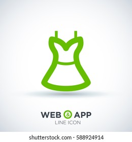 Women's dress isolated linear icon for websites and mobile flat design