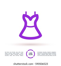 Women's dress isolated linear icon for websites and mobile flat design