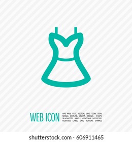 Women's dress isolated linear icon for websites and mobile flat design