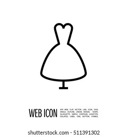 Women's dress isolated single linear icon for websites and mobile minimalistic flat design.