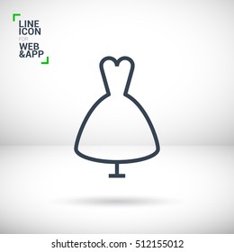 Women's dress isolated single linear icon for websites and mobile minimalistic flat design.