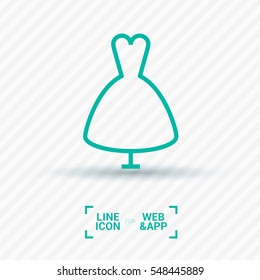 Women's dress isolated single linear icon for websites and mobile minimalistic flat design.