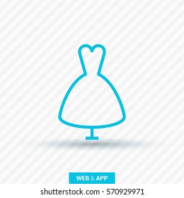 Women's dress isolated single linear icon for websites and mobile minimalistic flat design.