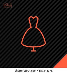 Women's dress isolated single linear icon for websites and mobile minimalistic flat design.