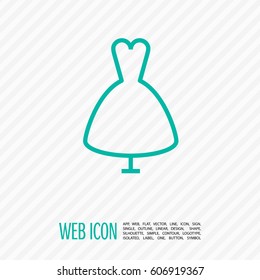Women's dress isolated single linear icon for websites and mobile minimalistic flat design.