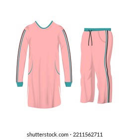 Women's Dress Shirt. Casual Wear, Women's Sportswear. Muslimah Sportswear. Vector Illustration