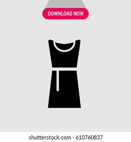 Women's Dress Vector Icon, The symbol of black dress with bell. Simple, modern flat vector illustration for mobile app, website or desktop app