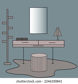 
women's dressing table in vector