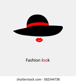 Womens elegant black hat with bow for ladies with text