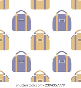 Womens elegant handbags lilac and beige, seamless pattern on white background.