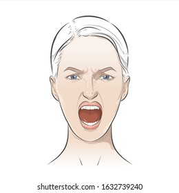 Womens Emotions Negative Feelings Portrait Annoyed Stock Vector ...