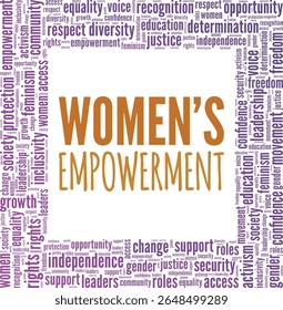 Women's Empowerment word cloud conceptual design isolated on white background.